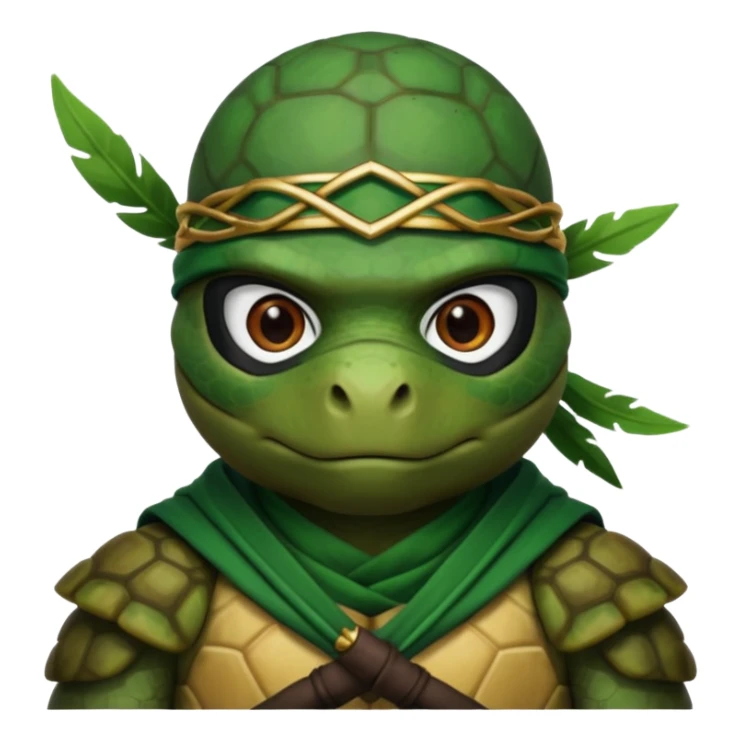 a turle ninja wearing laurel wreaths sticker