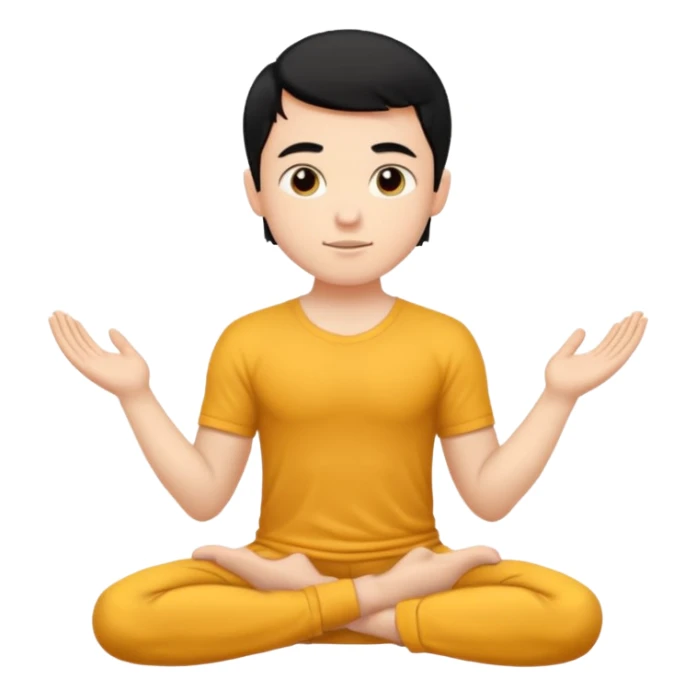 White boy with black hair doing namaste  sticker
