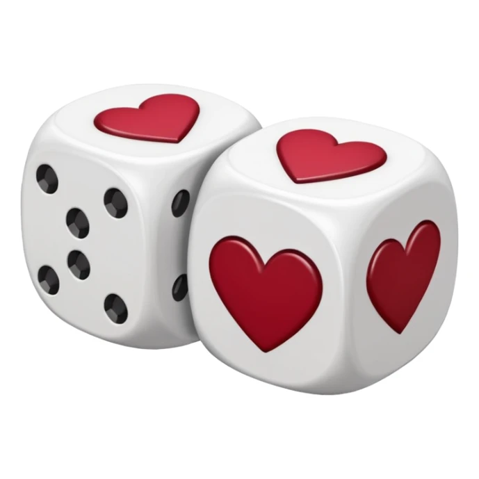 two dices in with burgundy red heart details sticker