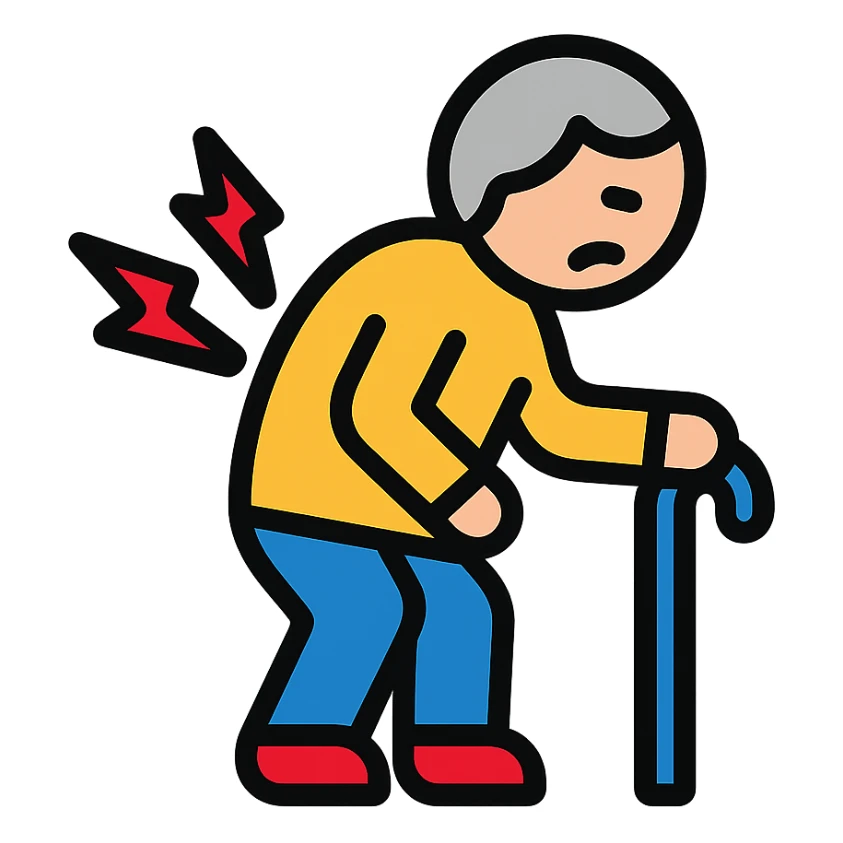 elderly person with back pain icon sticker