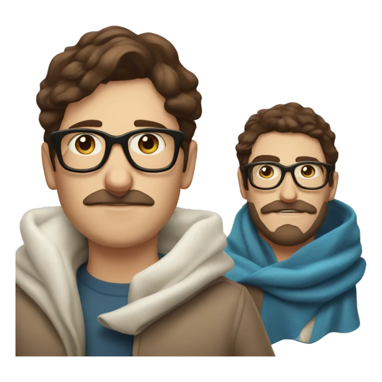 brown hair blue eyes moustache and Soul patch pale guy with glasses drinking tea with blanket on sticker