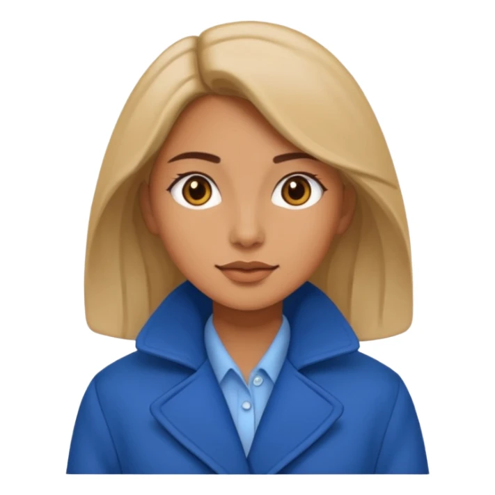 woman in blue coat, sticker