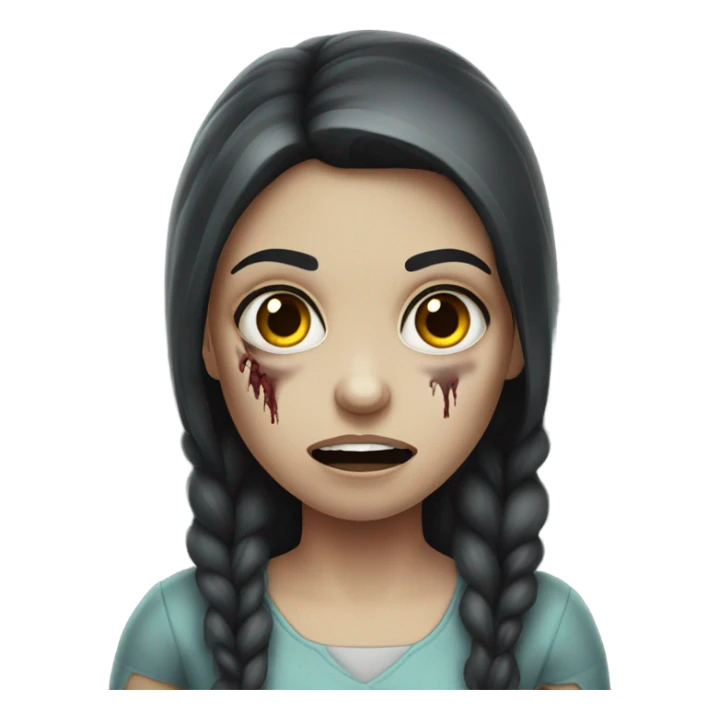 Brunette girl zombie horror  sticker