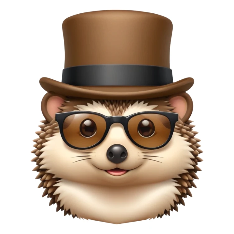 hedgehog with top hat and sunglasses sticker