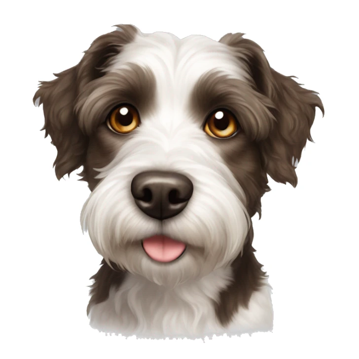 dog white with dark brown spot over left eye Australian aussiedoodle boston terrier mix sticker
