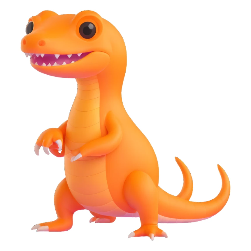 orange bipedal reptile-mammal hybrid, cute and rounded sticker