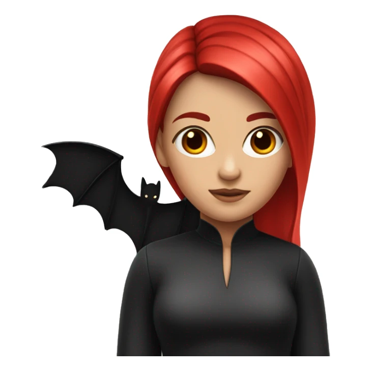 girl split red and black hair, bat red max sticker