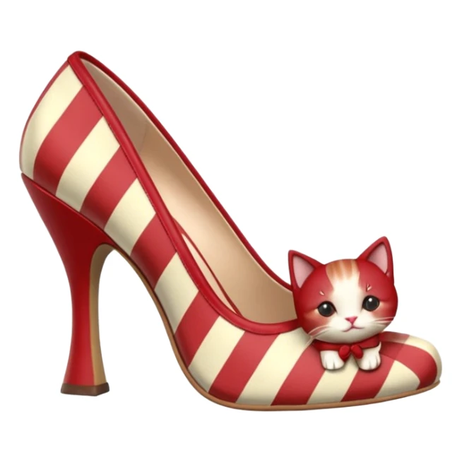 Cottagecore deep red and cream Gingham plaid,  kitten high heel meels, 3D rendering, isolated, side view. Not emoji icons, no emoji faces, no human figures, 300 dpi, professional 4k hd quailty  sticker