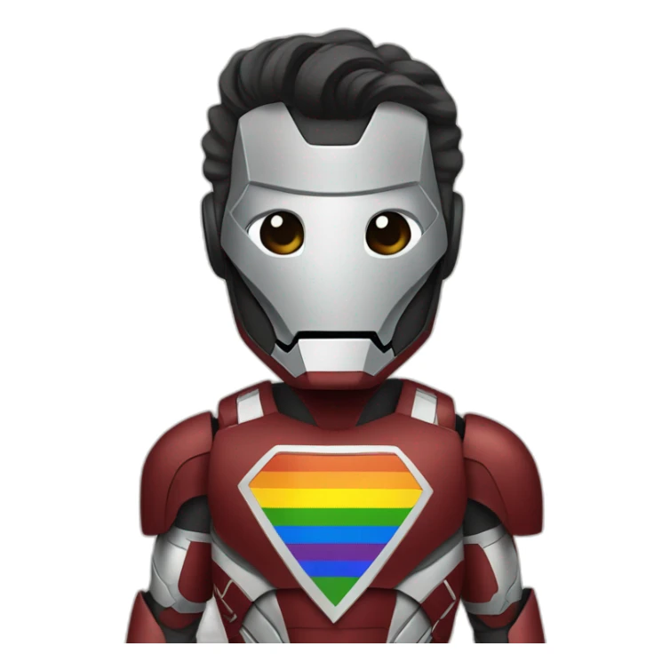 iron man with LGBTQIA+ flag sticker