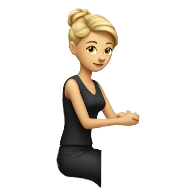 white woman writing on desk sticker