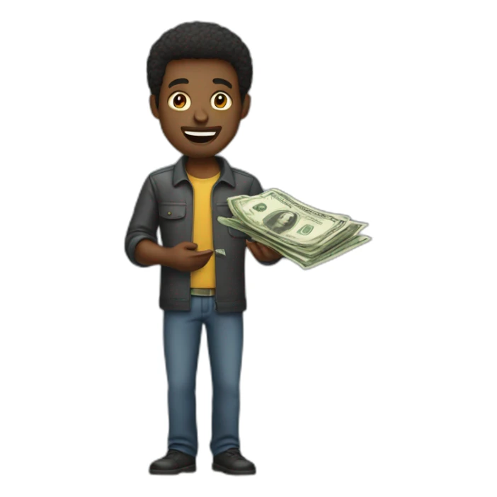 black man paying money sticker