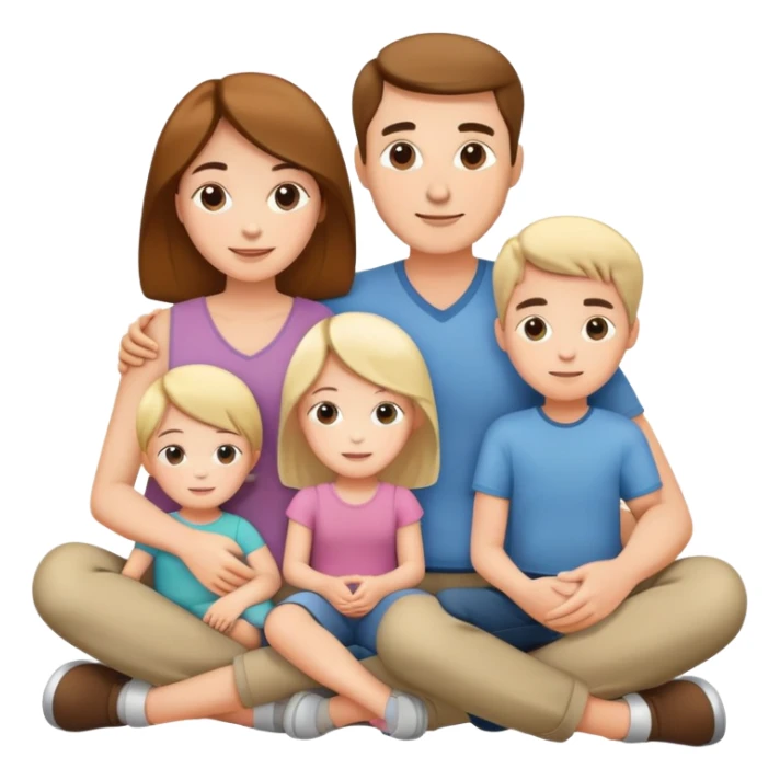 white family with parents and children sitting in a cool relaxed pose sticker