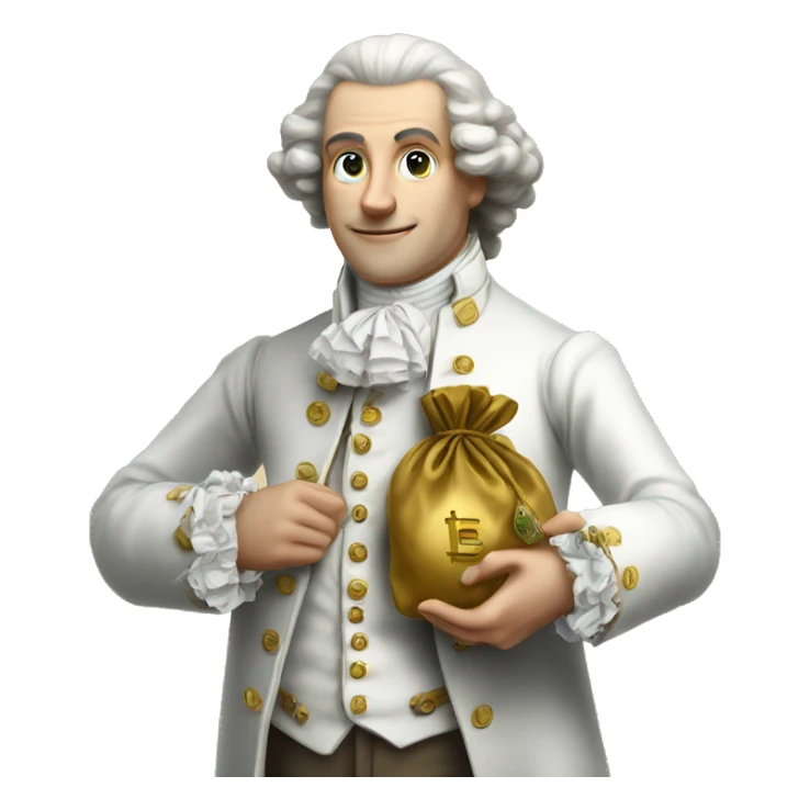 white aristocrat XVIII century with money bag in his hands sticker