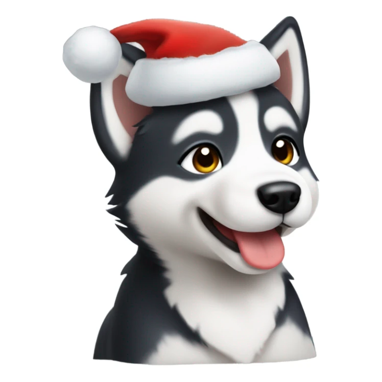 husky puppy wearing santa hat sticker