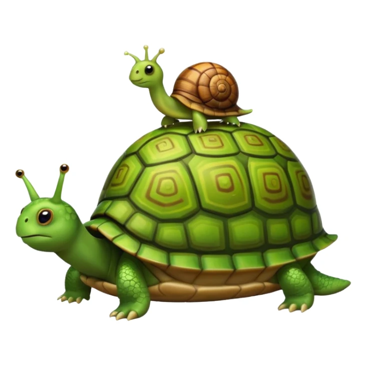 
A snail on the back of a turtle sticker