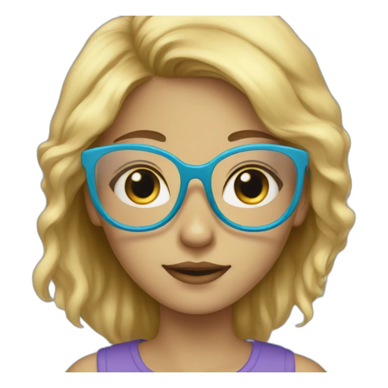 golden haired girl with light blue and violet glasses sticker
