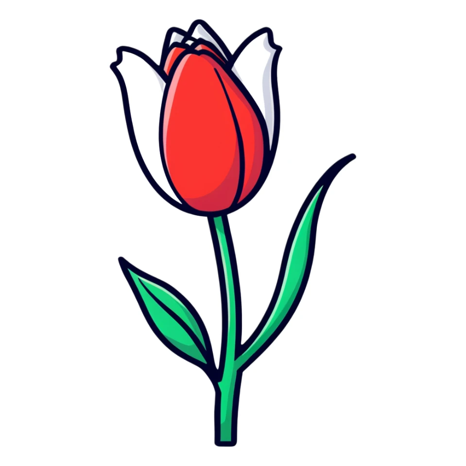 Colorful tulip flower with decorative design and bright colors sticker