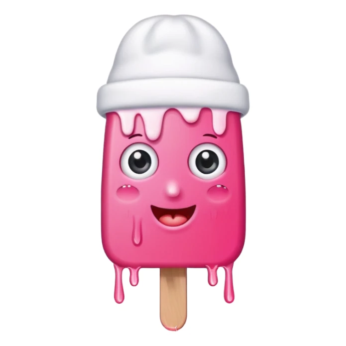 happy pink popsicle with eyes and white beanie sticker