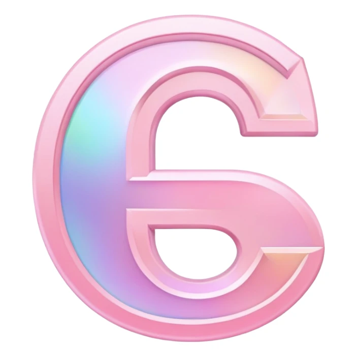 Iridescent pastel pink Font setting icon with letter G sticker