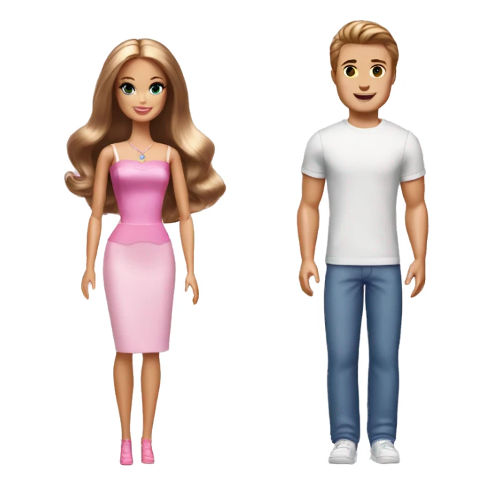 Barbie and Ken with brown hair sticker