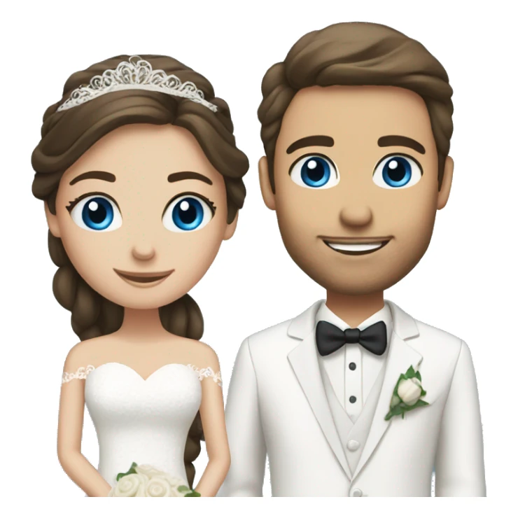 bride blue eyes and groom brunette sticker