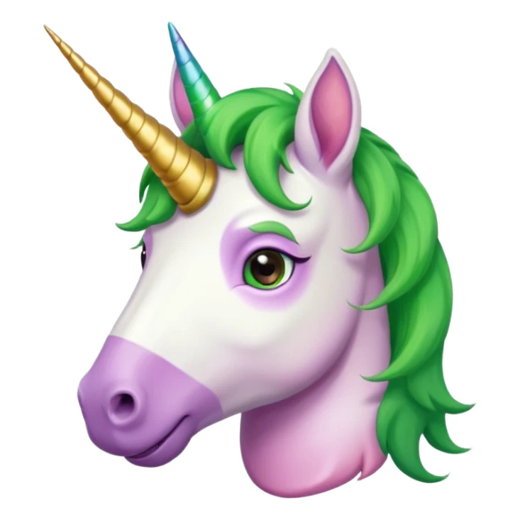 unicorn face cute and green haired and bearded wearing hat sticker