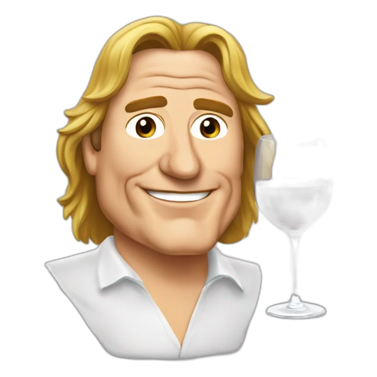 Gérard Depardieu with glass if wine in méta style sticker