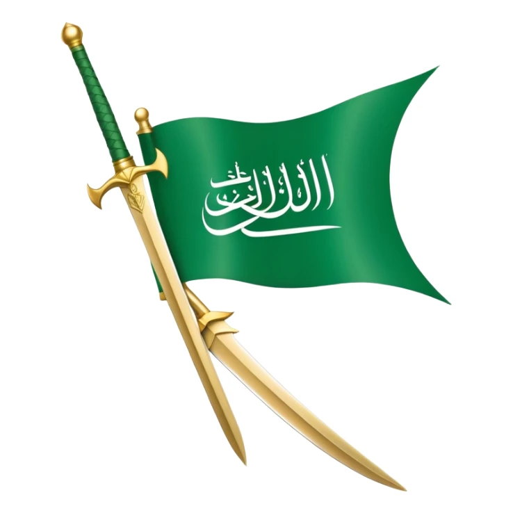 Saudi Arabian flag with green background and white Arabic script and sword sticker