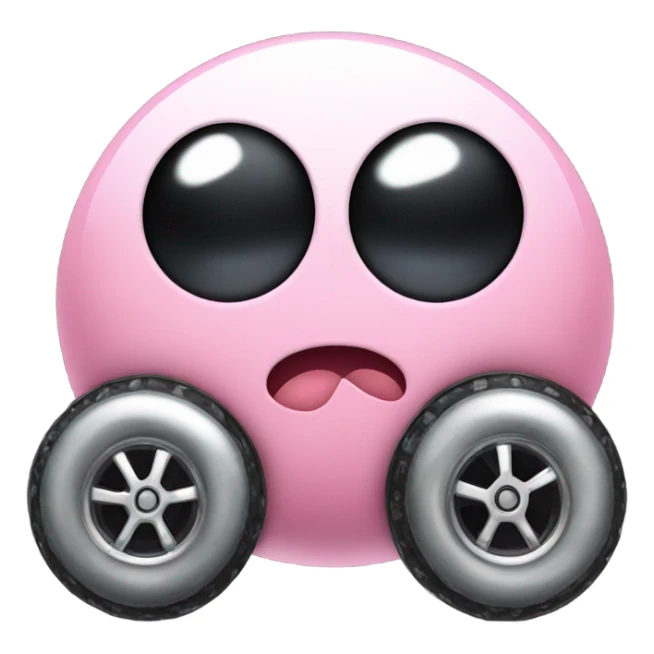 Metal cute black eyes Kirby ball driving on 4 car wheels sticker