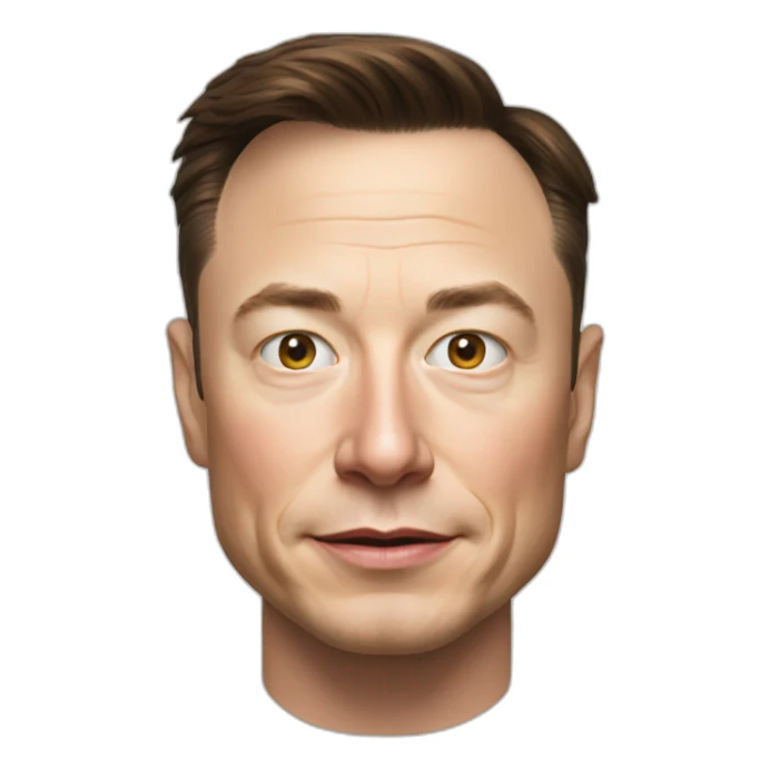 A TOK emoji of Elon Musk, photorealistic, white background sticker