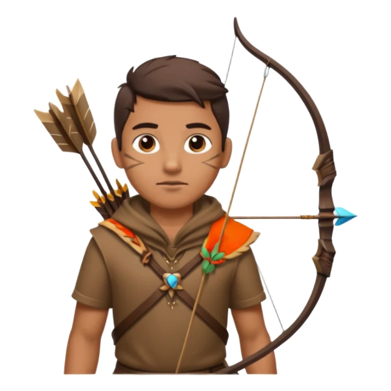 The classic hunter image with a bow and arrow on his back, dressed in brown with some animal made decorations sticker