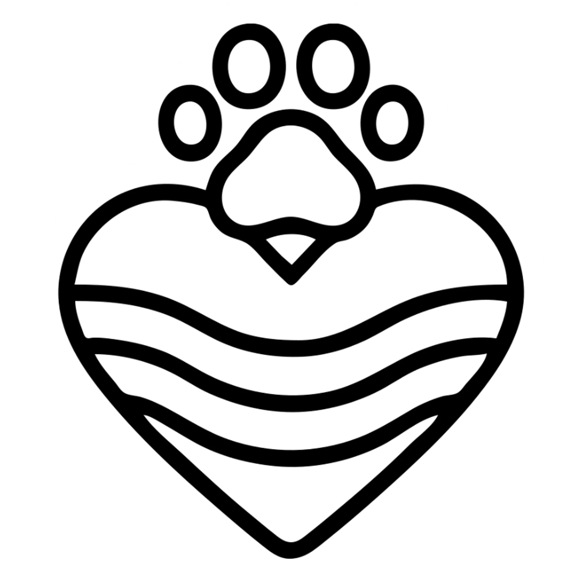 rainbow pride heart with a paw print on top, outlined icon style, no text sticker