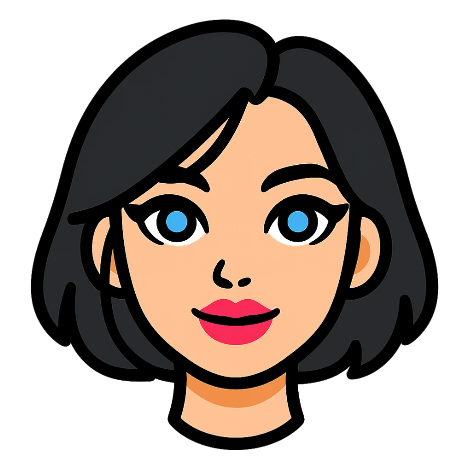 Add beautiful moderately plump pink lips to Samsung Sam, keep the black bob haircut and gothic makeup, with a transparent background. sticker