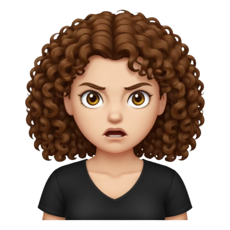 angry curly haired woman with torso sticker