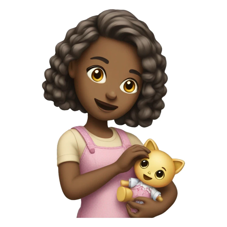 girl playing with doll sticker