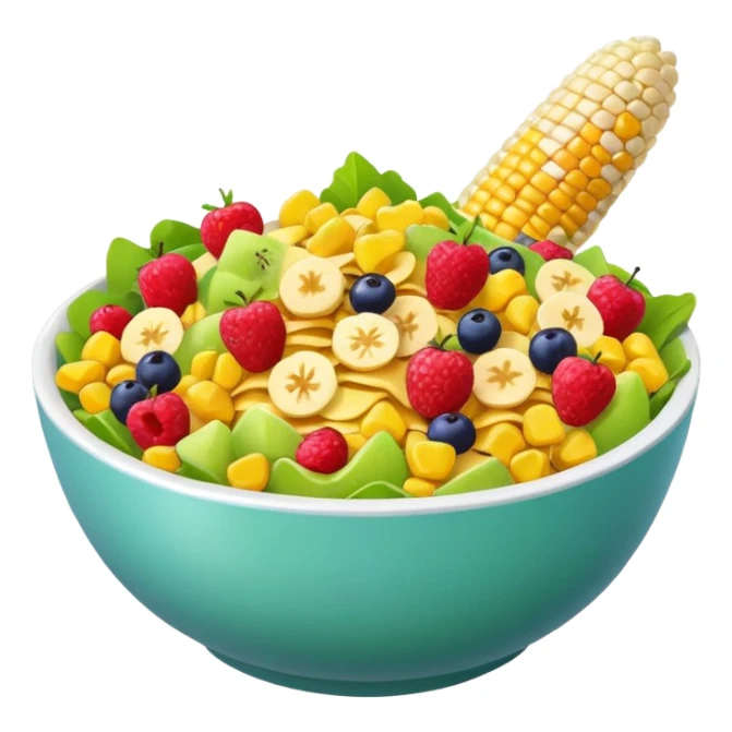 bowl of fruits, salads, corn flakes sticker