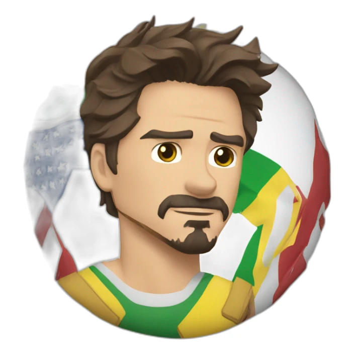 Tony Stark segurando bandeira do Brasil sticker