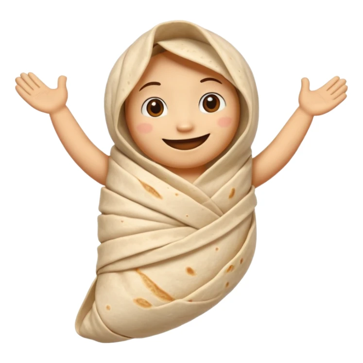 A burrito with arms and legs sticker