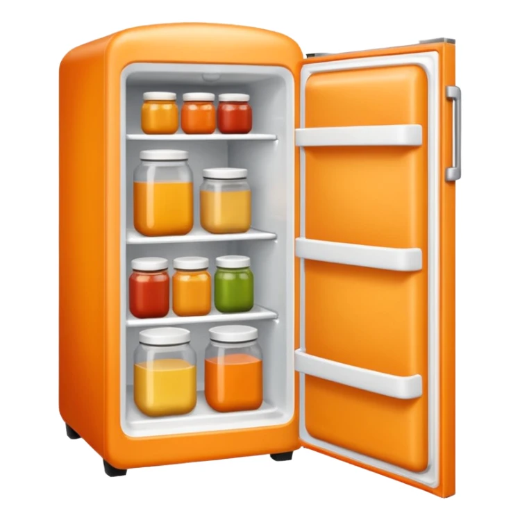 Hi refrigerator ! 
light orange color 
emoji size: 192*192
inside: full of ingridents sticker