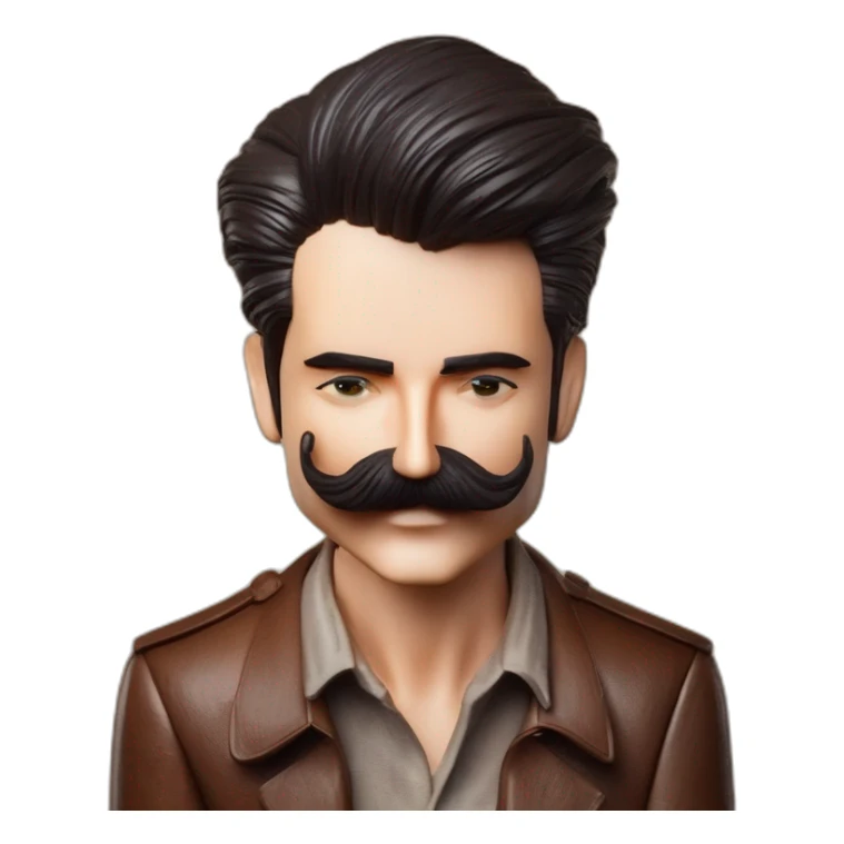 man with middle parted hair and mustache sticker