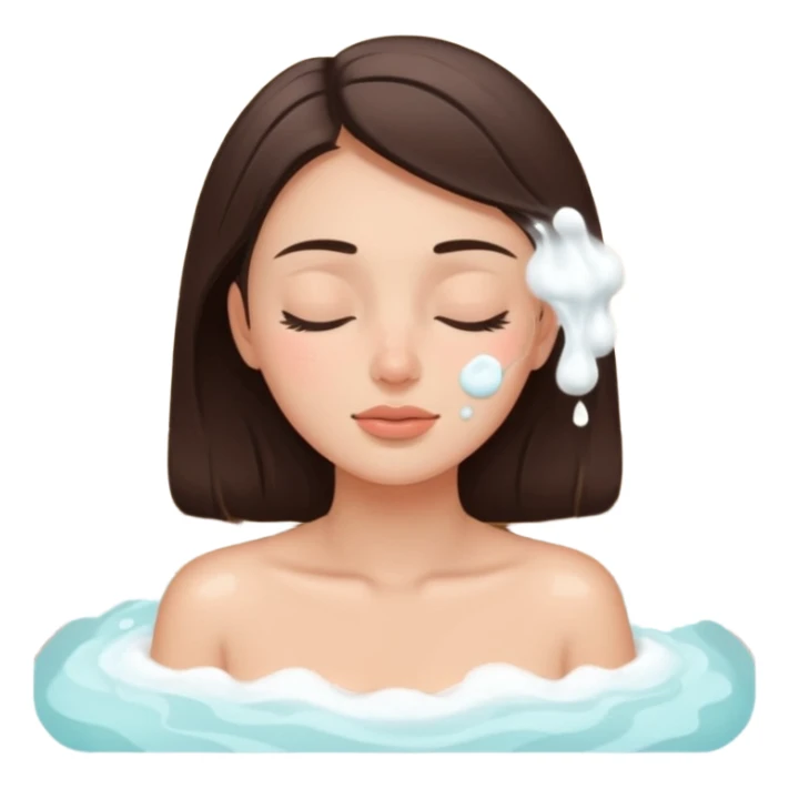 girl brunette getting a deep facial cleansing eyes closed sticker