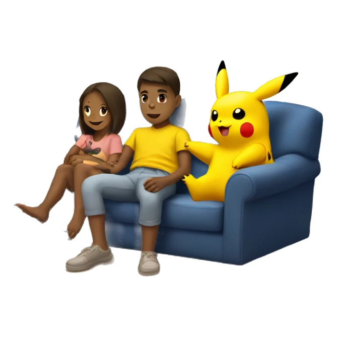 Pikachu with his family chilling  sticker