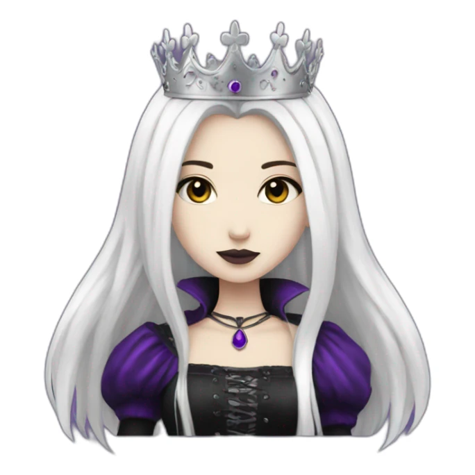 Queen white gothic girl long dark black and purple hair sticker