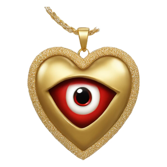 Red evil-eye inside of a gold heart necklace sticker