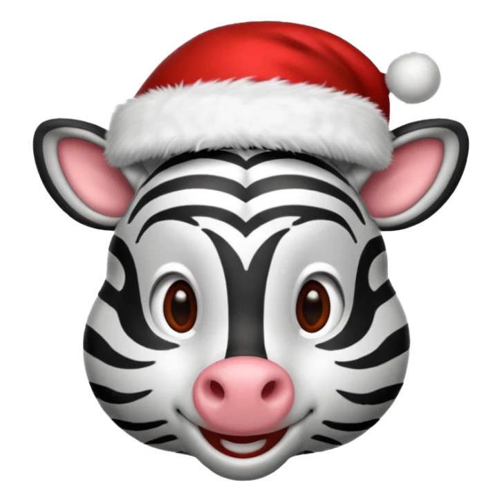 zebra wearing red hat of santa claus sticker