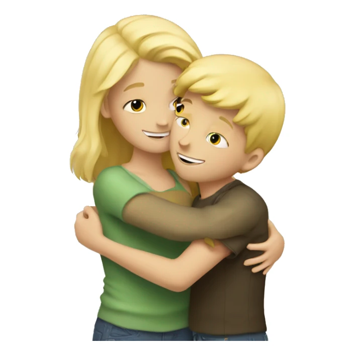 Blonde girl and boy hugging  sticker