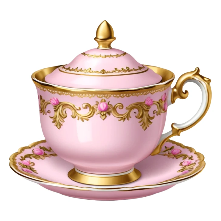  Vintage ornate rococo pale pink tea cup sticker