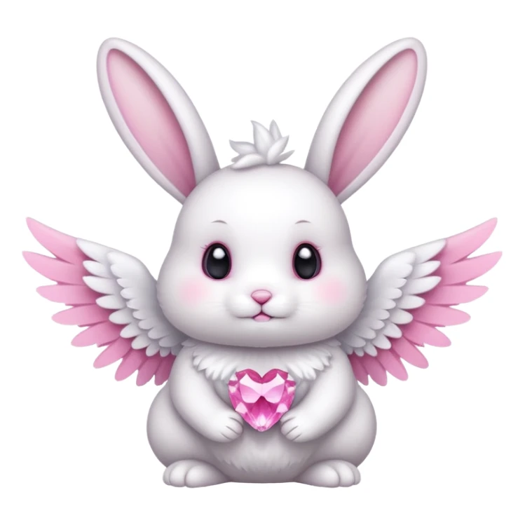 White bunny with wings and with pink cristal sticker