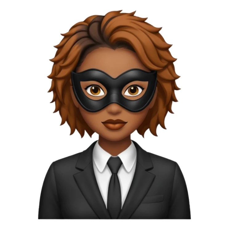 black woman in suit and mask sticker