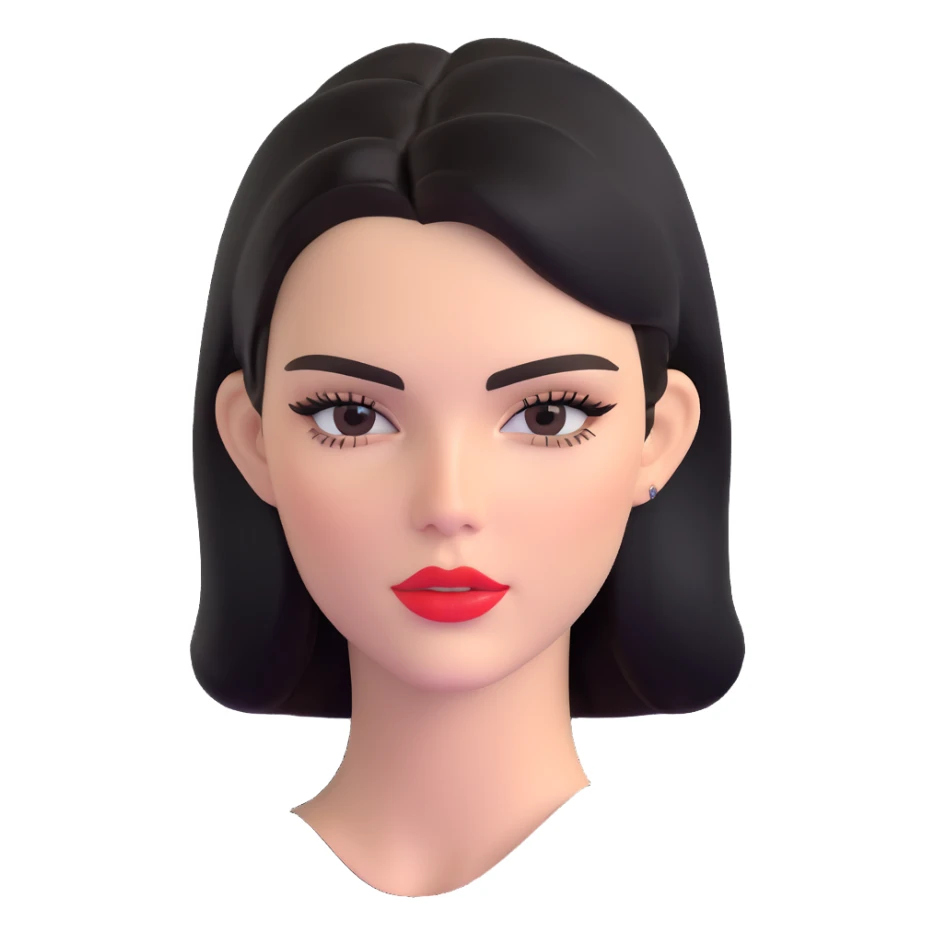 Kendall Jenner, supermodel, longer face shape, shiny glossy lips with lipgloss sticker